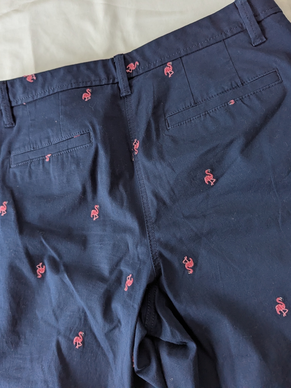 Talbots Navy Straight-Leg Pants with Pink Embroidered Flamingos - Picture 8 of 8